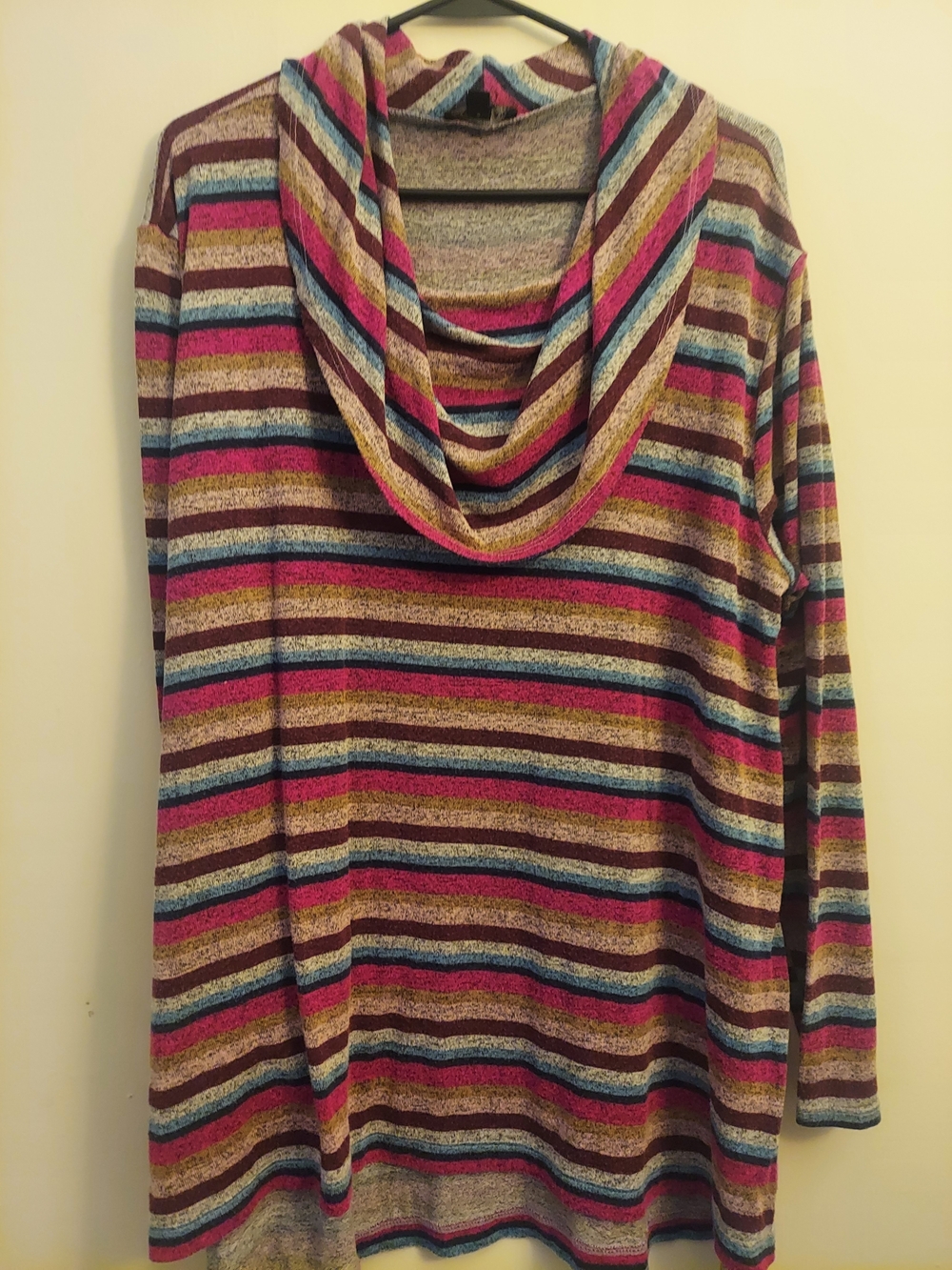 Lane Bryant Multicolor Striped Cowl Neck Sweater Tunic